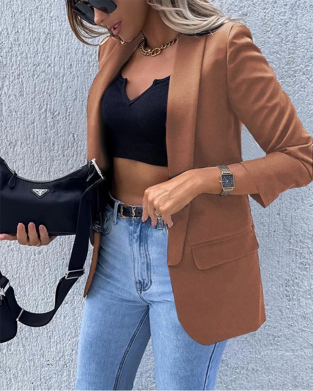 Women's Solid Color Long-sleeved Top Jacket Small Suit