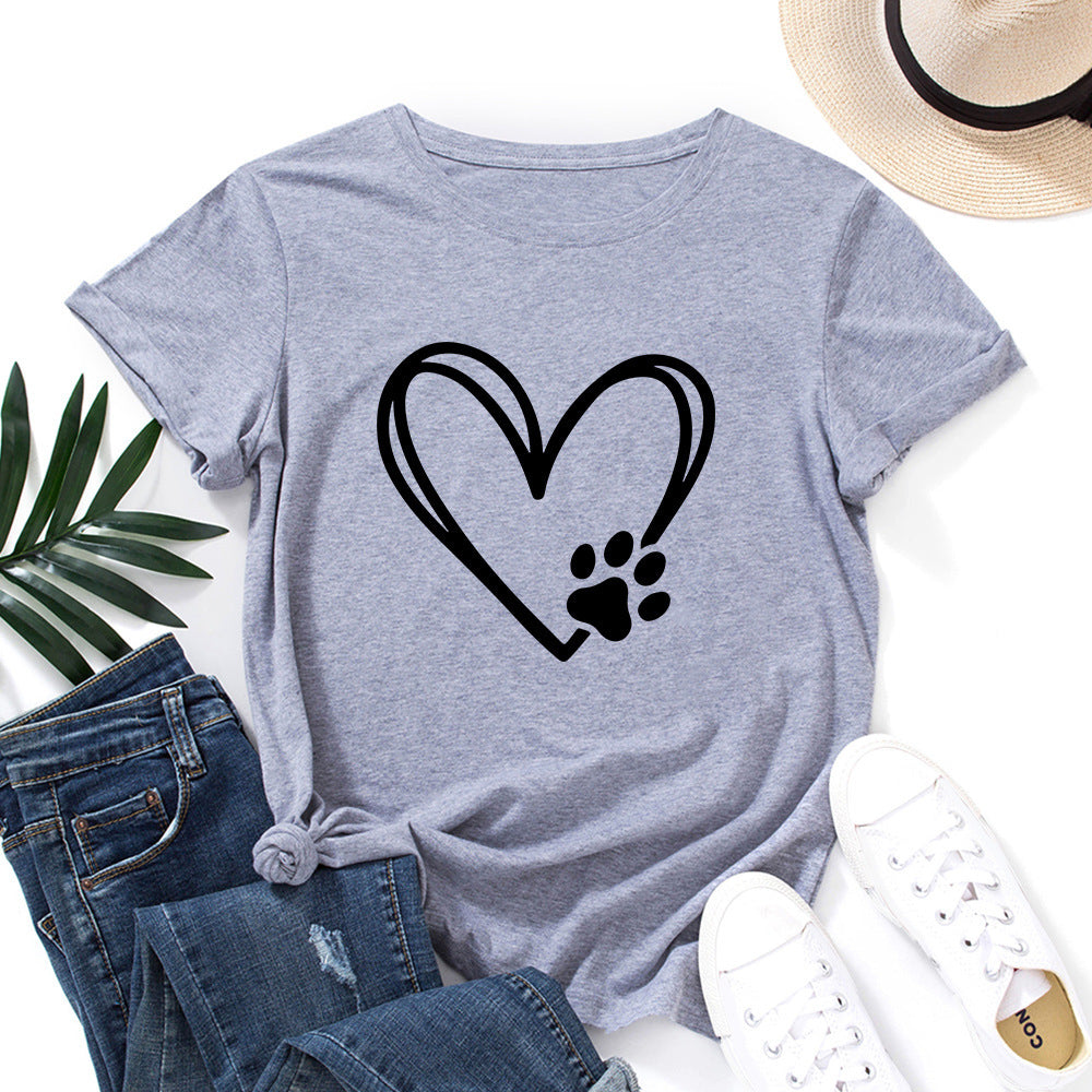 Heart-Shaped Paw Print T-Shirt