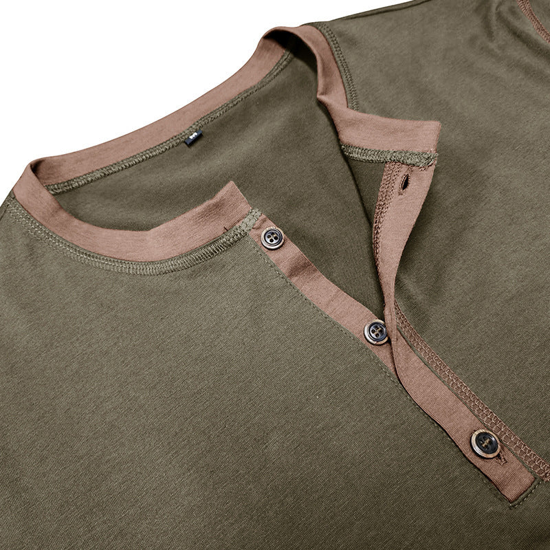 Fashion Short-sleeved Polo Shirt Button V-neck T-shirt Tops