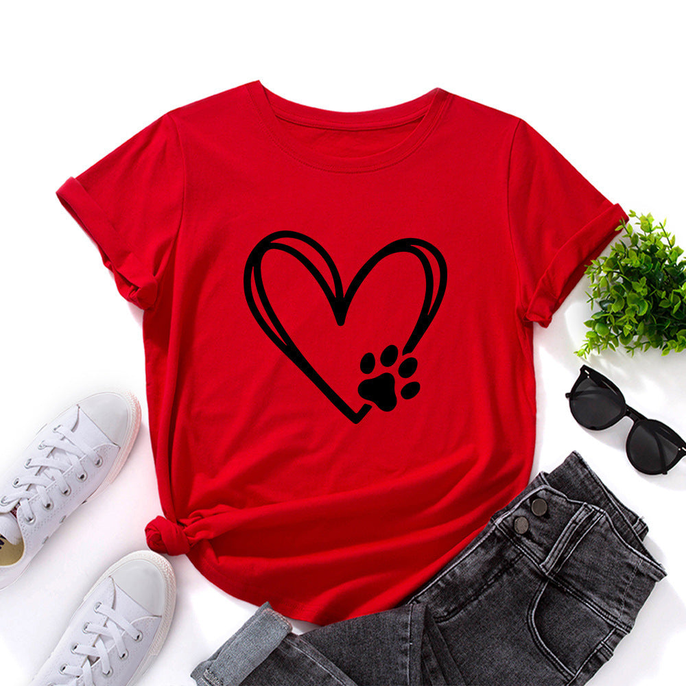 Heart-Shaped Paw Print T-Shirt