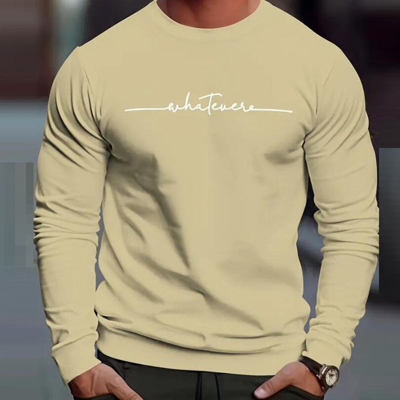 Men's Letter Print Long Sleeve Crew Neck Pullover
