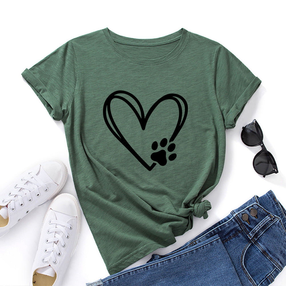 Heart-Shaped Paw Print T-Shirt