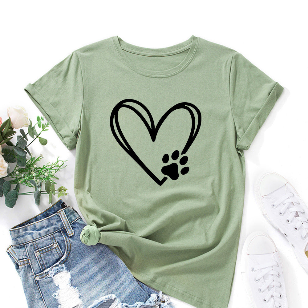 Heart-Shaped Paw Print T-Shirt