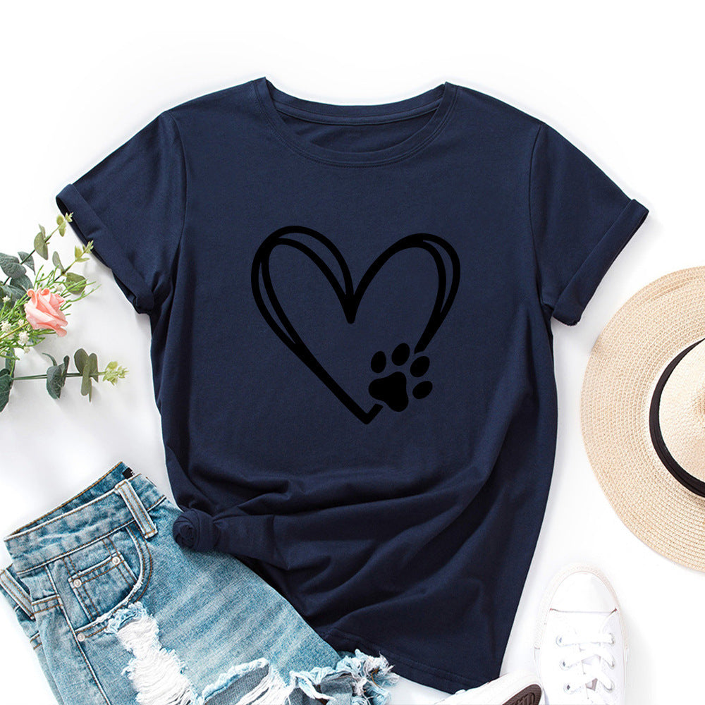 Heart-Shaped Paw Print T-Shirt