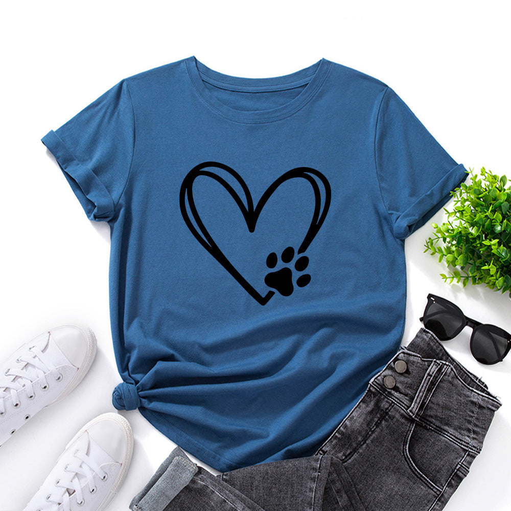 Heart-Shaped Paw Print T-Shirt