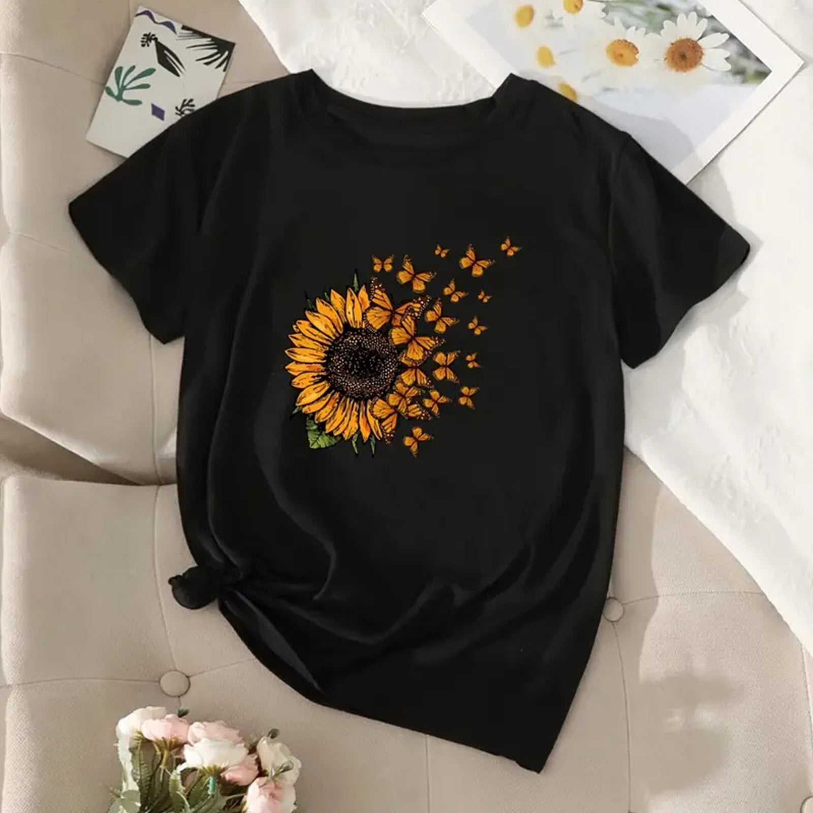 T-Shirt With Sunflower in The Wind