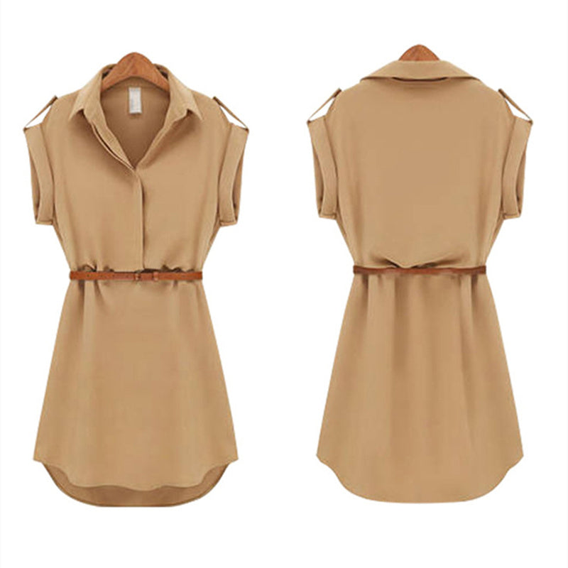 Women's Shirt Dress with EV Lapel Belt