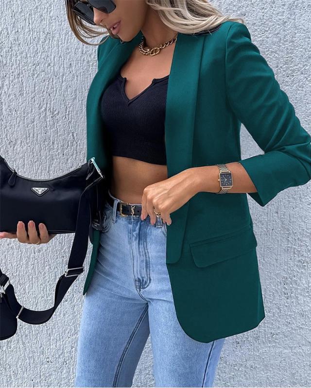 Women's Solid Color Long-sleeved Top Jacket Small Suit