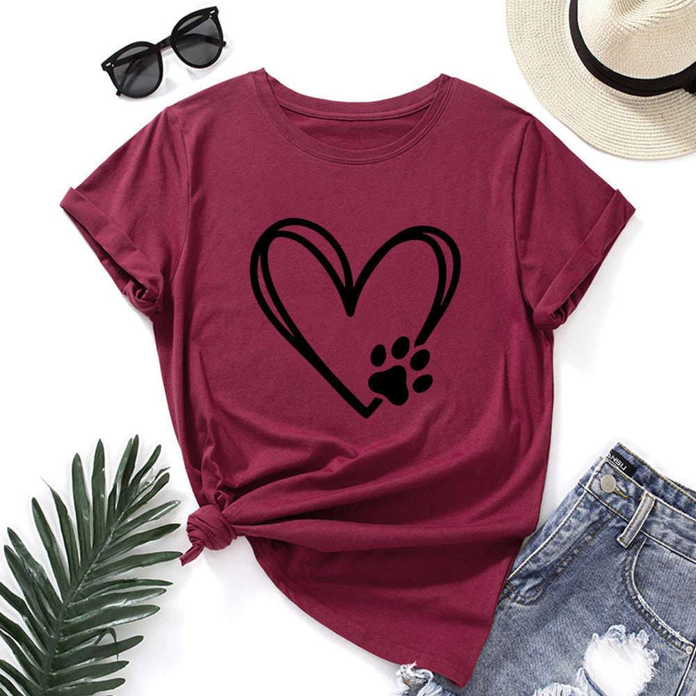 Heart-Shaped Paw Print T-Shirt