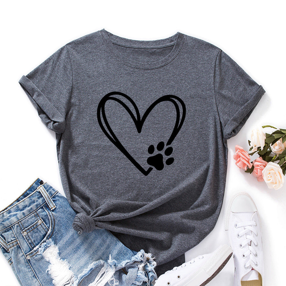 Heart-Shaped Paw Print T-Shirt