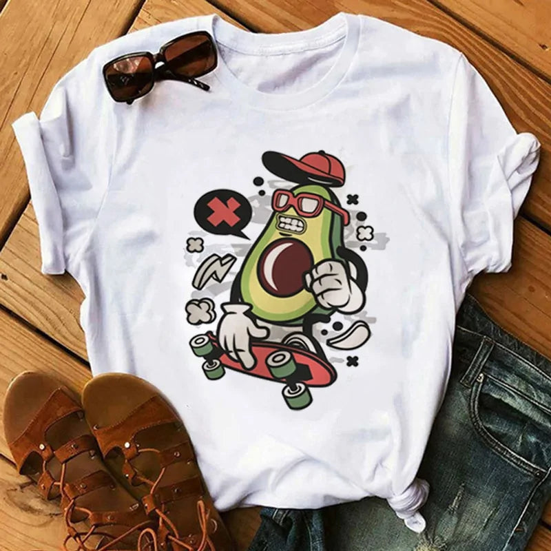 Animated Avocado Short Sleeve T-Shirt