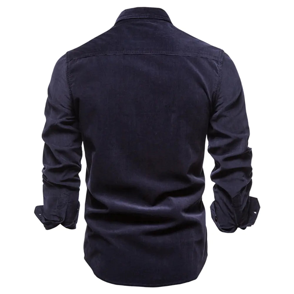 Camisa de pana informal de negocios para hombre