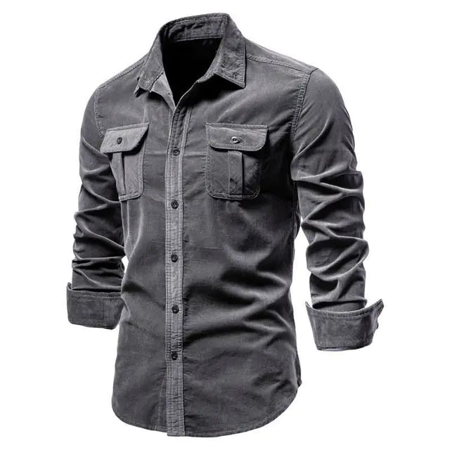Camisa de pana informal de negocios para hombre