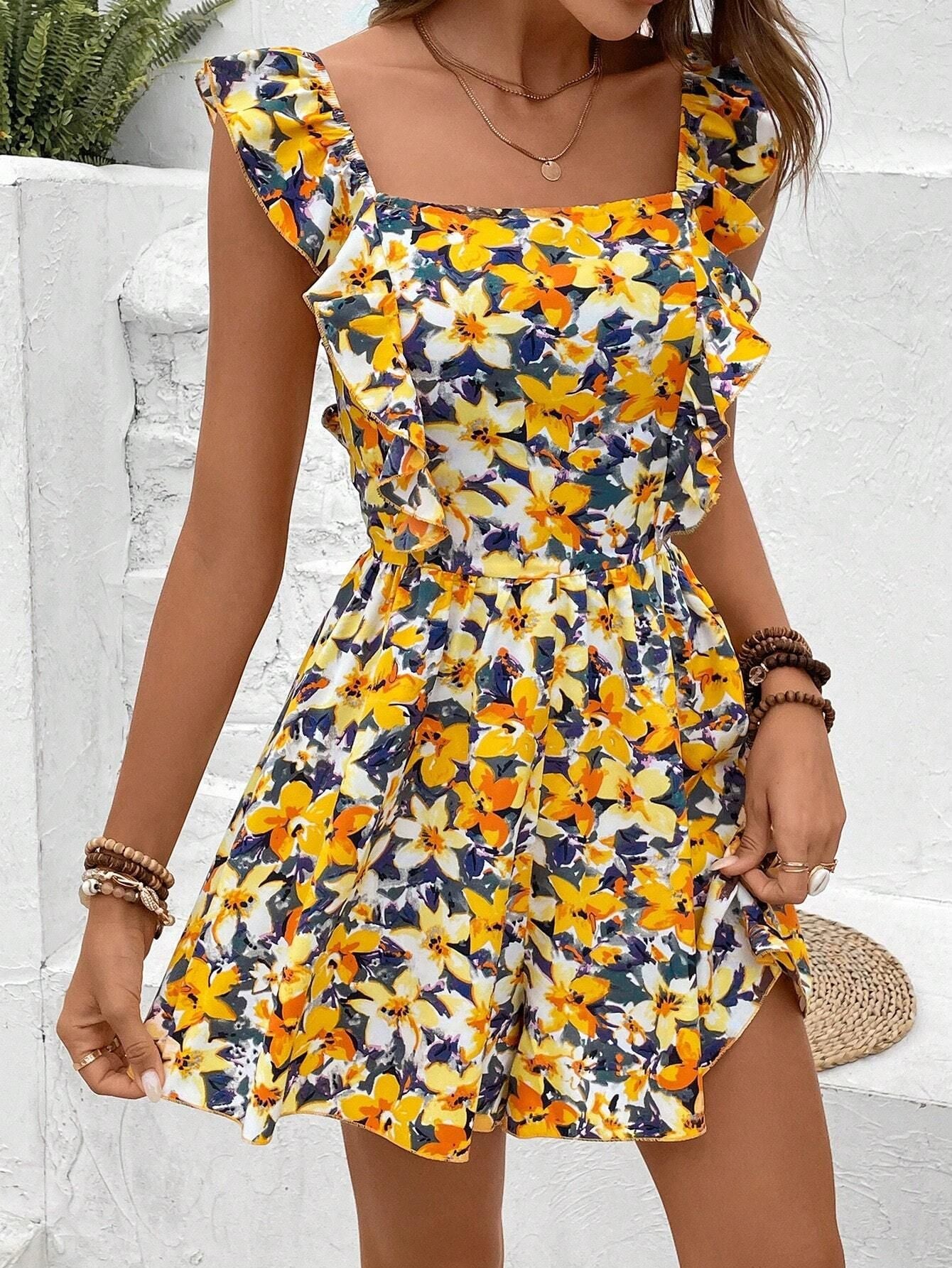 Sleeveless Jumpsuit With Flower Print