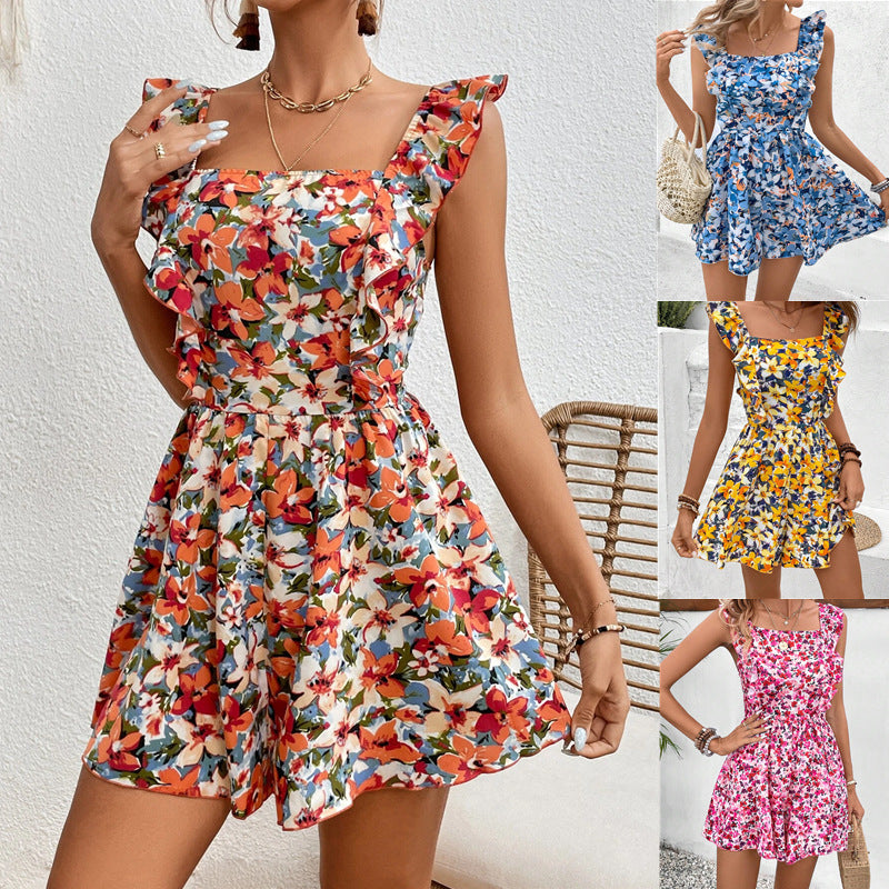 Sleeveless Jumpsuit With Flower Print
