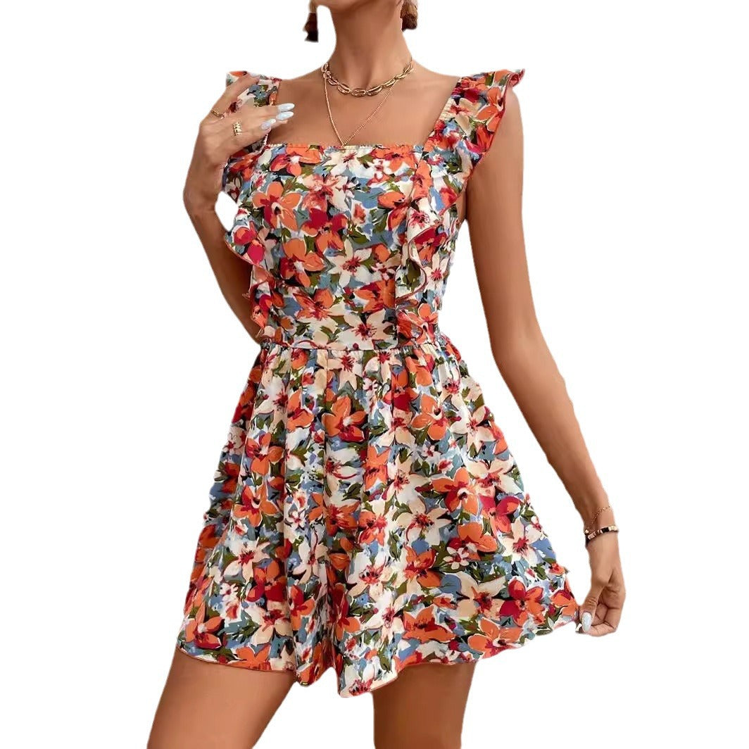 Sleeveless Jumpsuit With Flower Print