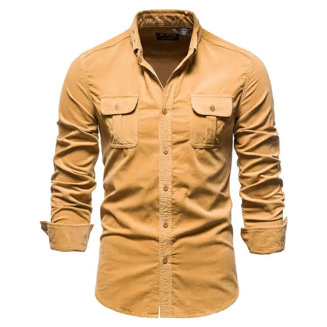Camisa de pana informal de negocios para hombre