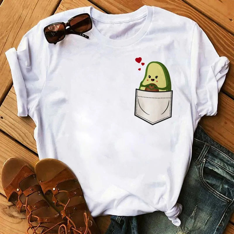 Animated Avocado Short Sleeve T-Shirt