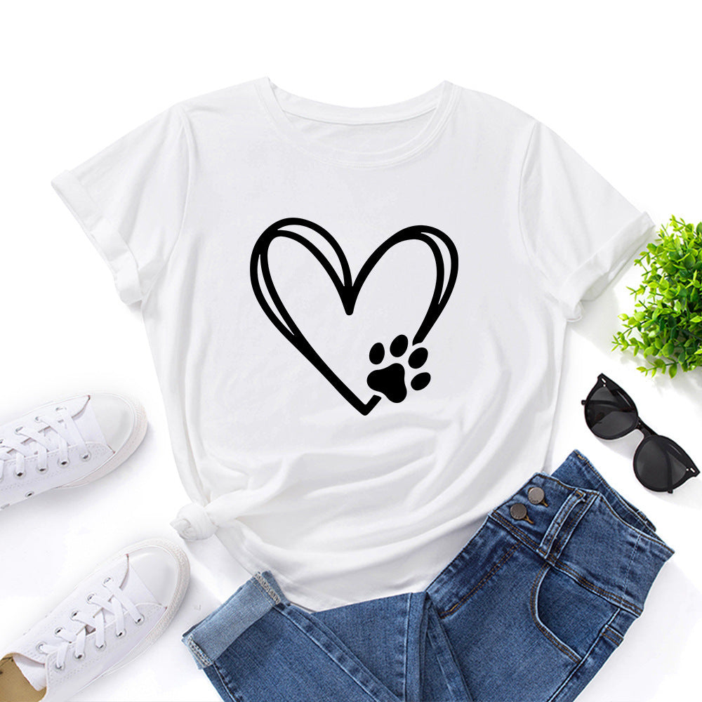Heart-Shaped Paw Print T-Shirt