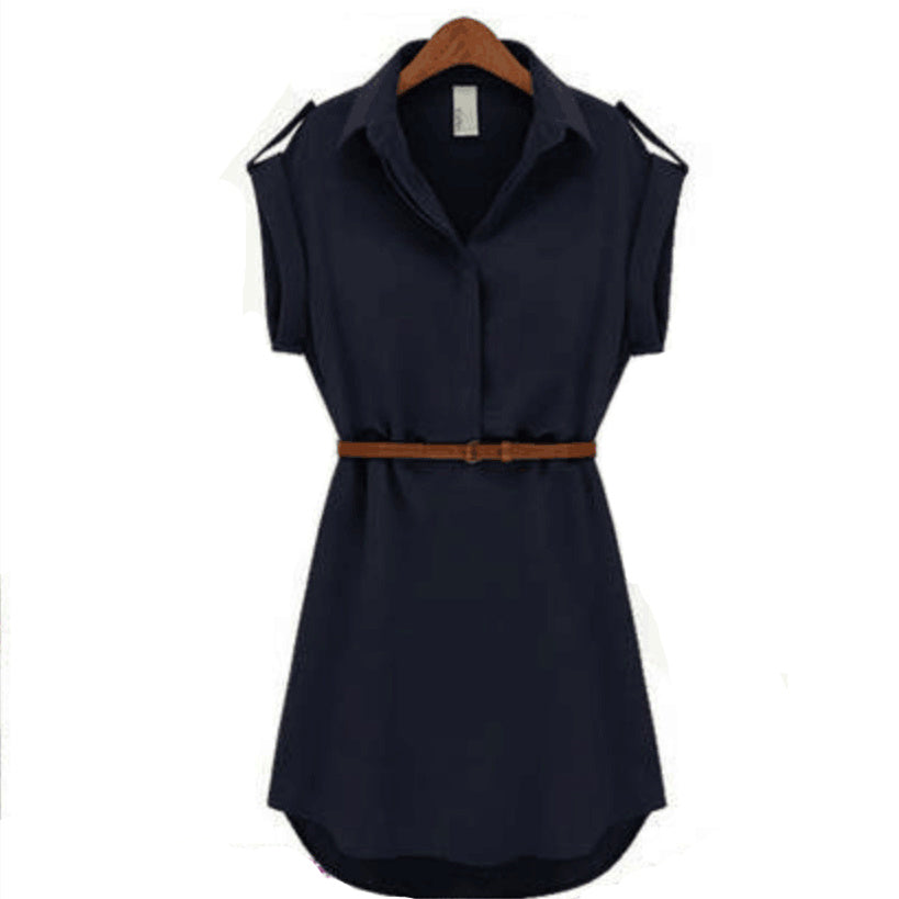 Women's Shirt Dress with EV Lapel Belt