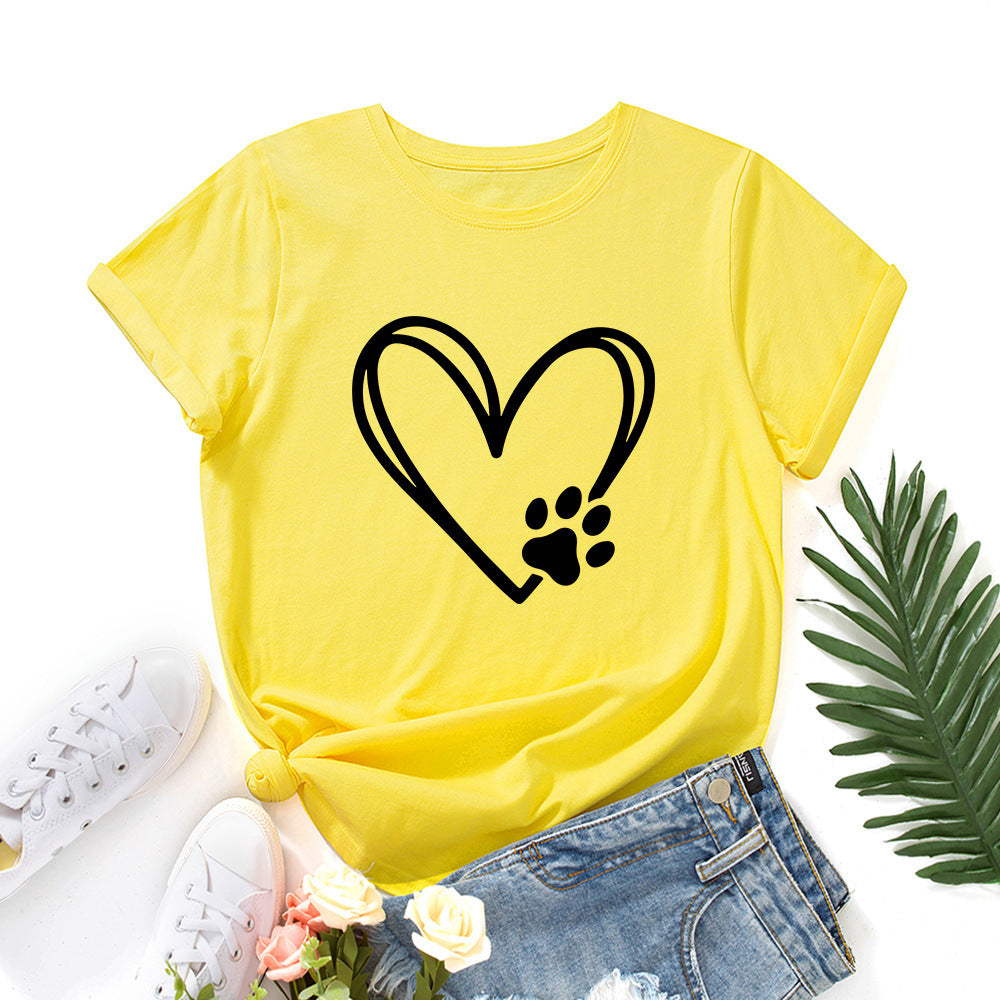 Heart-Shaped Paw Print T-Shirt