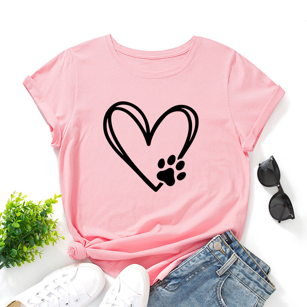Heart-Shaped Paw Print T-Shirt