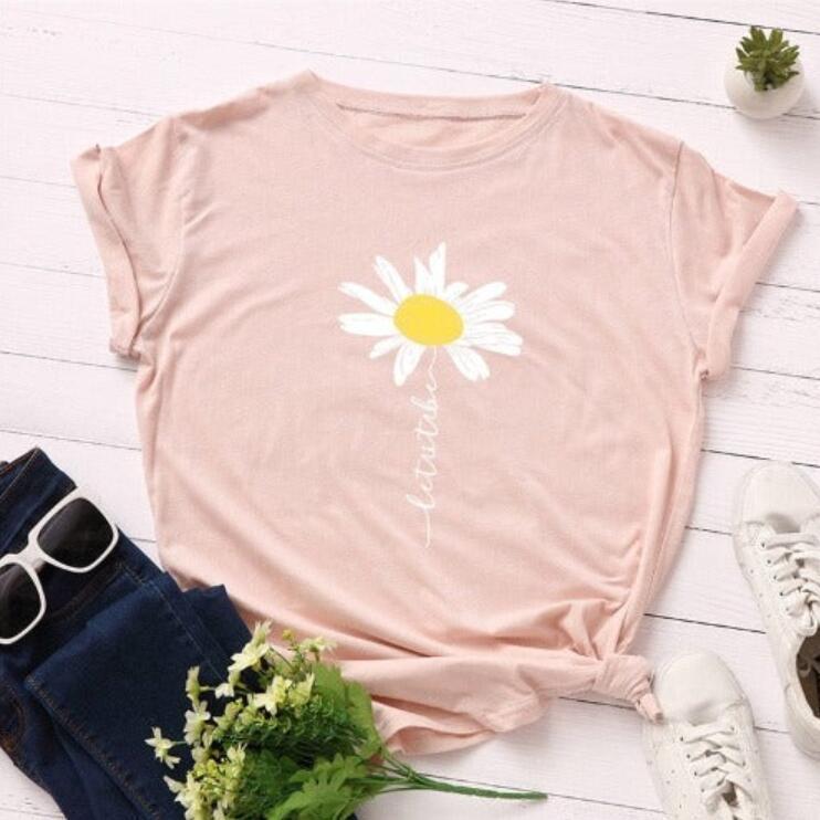 Daisy Print Short-sleeved T-shirt