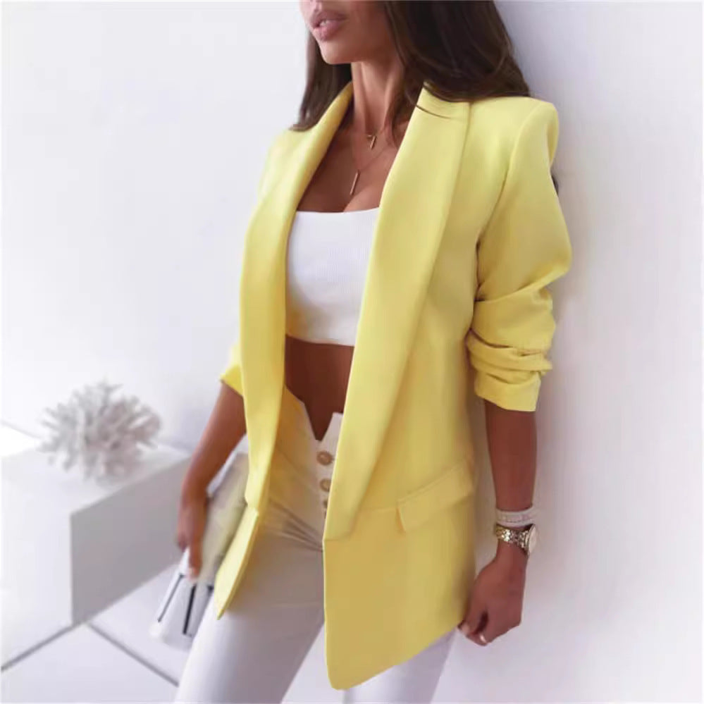 Women's Solid Color Long-sleeved Top Jacket Small Suit