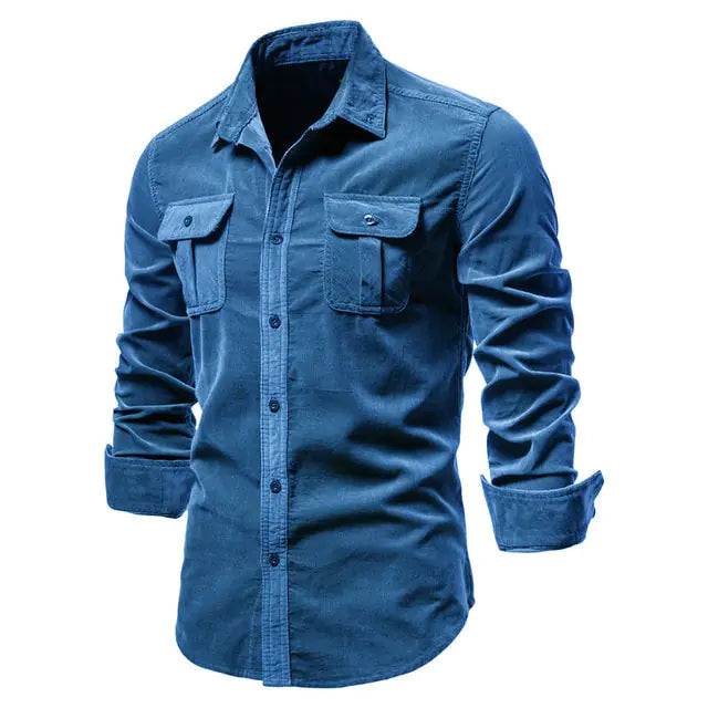 Camisa de pana informal de negocios para hombre